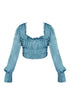 Square Collar Balloon Sleeve Crop Top